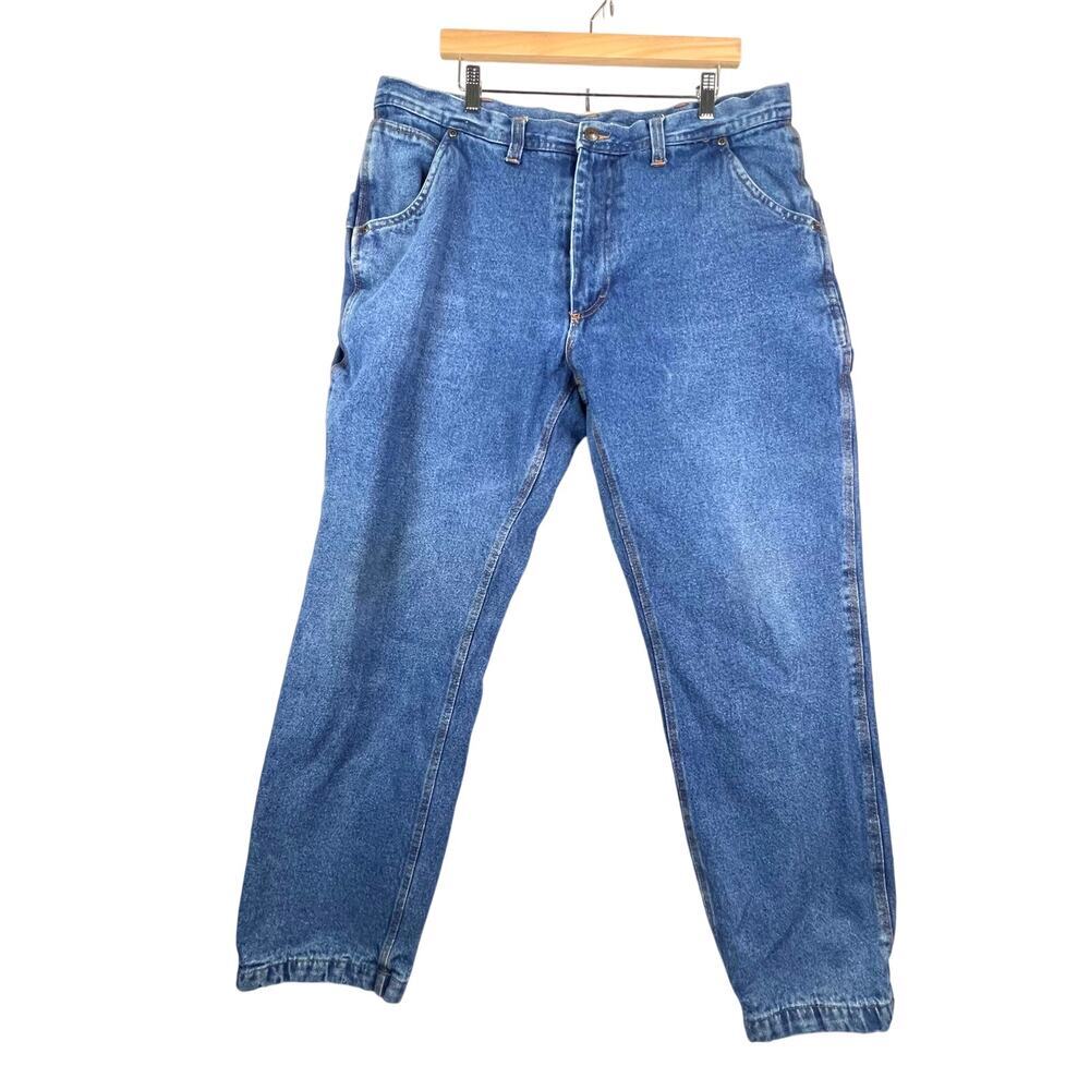 EUC Polar King by Key Flannel Lined Carpenter Cargo Blue Denim Men's Jeans 40X30